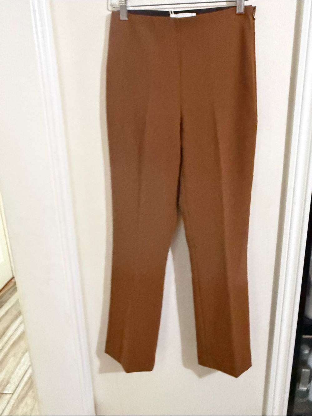 High-Rise Straight-Leg Pants in Warm Brown